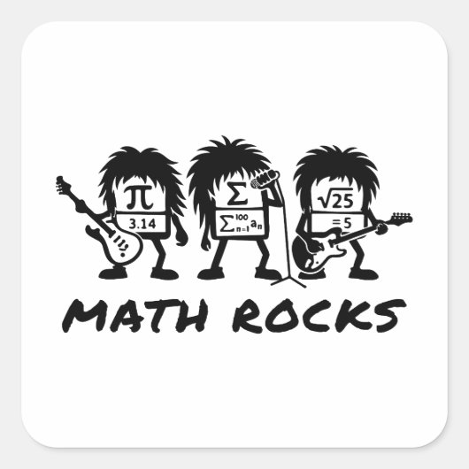 Math Rocks Academic Rock Band Humor Quadratischer Aufkleber (Vorderseite)