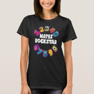Math Rockstar Kids Cool Monster Numbers Math T-Shirt