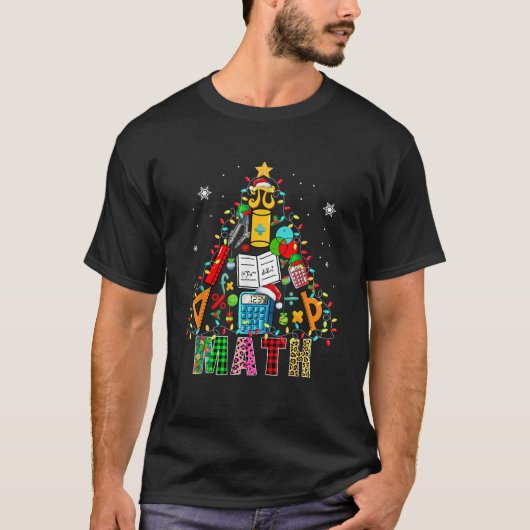 Math Santa Elf lehrt Werkzeuge als Christmas Tree T-Shirt (Vorderseite)