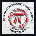 Math School College Or University Teacher Poster<br><div class="desc">Math School College Or University Teacher with red Pi and handwritten numbers. You can customize it with your own text or name</div>