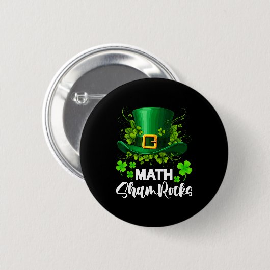 Math Shamrocks St. Patricks Day Schule  Button (Vorne & Hinten)