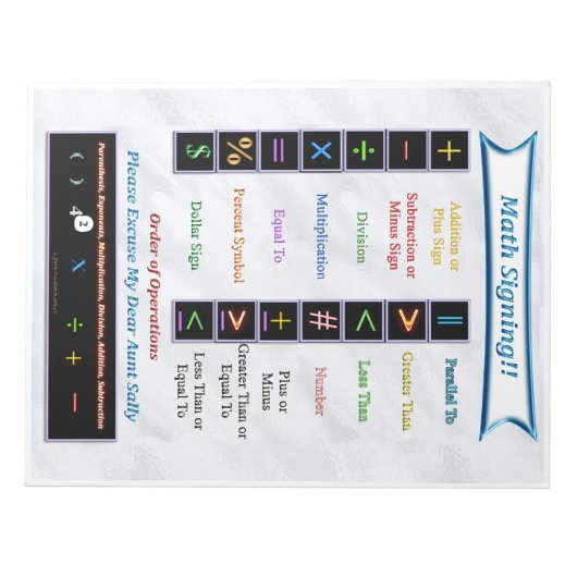 Math Signing Notepad Notizblock (Vorderseite)