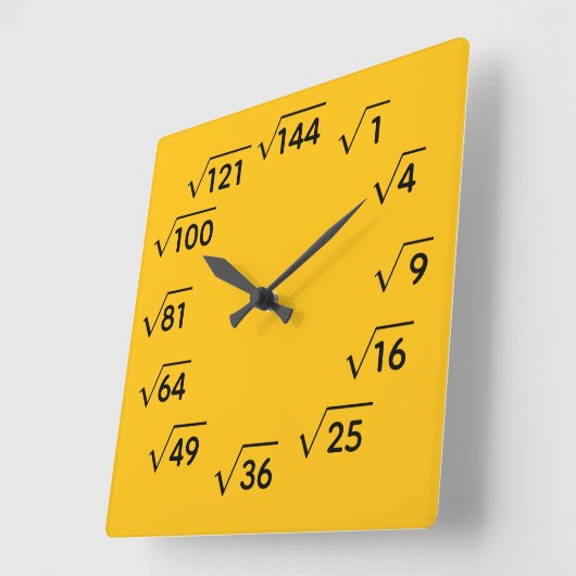 Math Square Root Wall Clock Quadratische Wanduhr (Winkel)