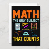 Math Subject Counts Mathematic Maths Teacher Einladung (Vorne/Hinten)