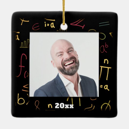 Math Symbols Frame Teacher Keramikornament (Rückseite)