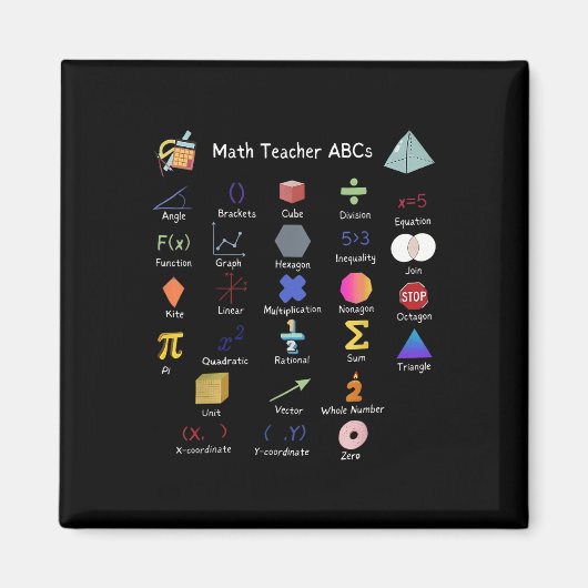Math Teacher Abcs Alphabet Lehrerin Mat Magnet (Vorne)