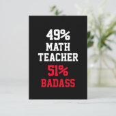 Math Teacher Badass Card Karte (Stehend Vorderseite)
