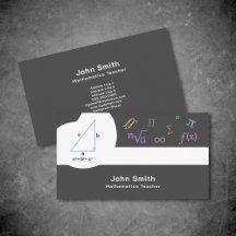 Math Teacher Business Card mit Mathematik-Symbol