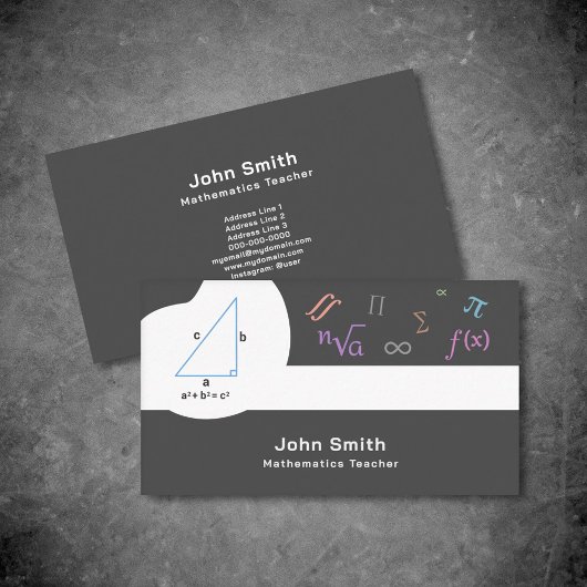 Math Teacher Business Card mit Mathematik-Symbol Visitenkarte