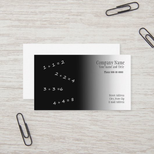 Math Teacher Business Card Visitenkarte (Vorderseite/Rückseite Beispiel)