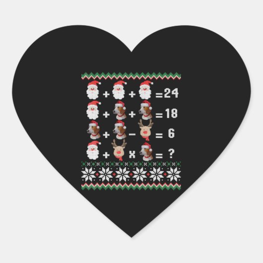 Math Teacher Christmas HARRIER Herz-Aufkleber (Vorderseite)