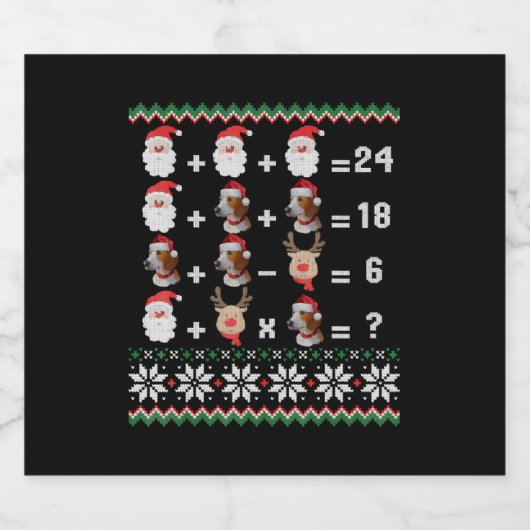 Math Teacher Christmas HARRIER Schaumweinetikett (Einzelnes Label)