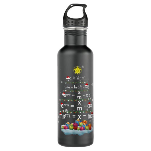 Math Teacher Christmas Tree Funny Christmas Math f Edelstahlflasche (Vorderseite)
