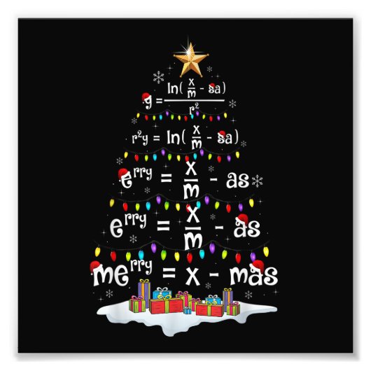 Math Teacher Christmas Tree Funny Christmas Math F Fotodruck (Vorne)