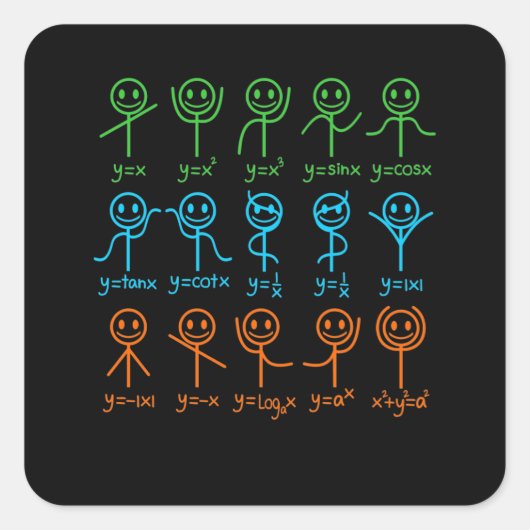 Math Teacher Dance Gleichung Mathematischer Mathem Quadratischer Aufkleber (Vorderseite)