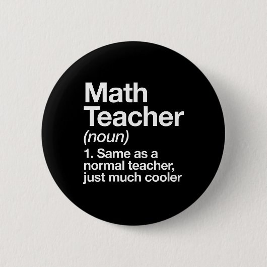 Math Teacher Definition Funny Byck To School First Button (Vorderseite)