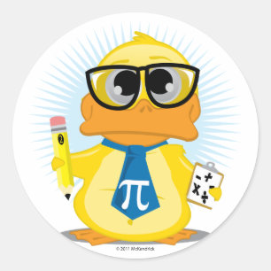 Math Teacher Duck Runder Aufkleber