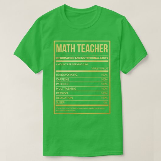 Math Teacher Funny Mathematics Nutrition Label in T-Shirt (Design vorne)