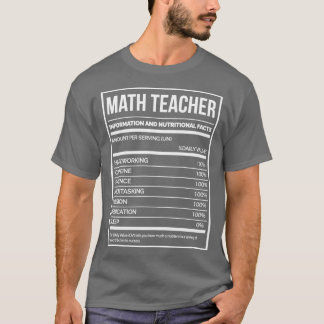 Math Teacher Funny Mathematics Nutrition Label T-Shirt