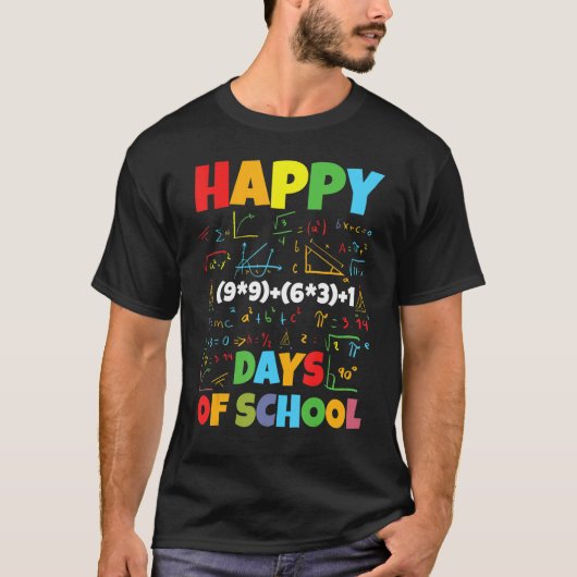 Math Teacher Happy 100th Day of School Equation Te T-Shirt (Vorderseite)