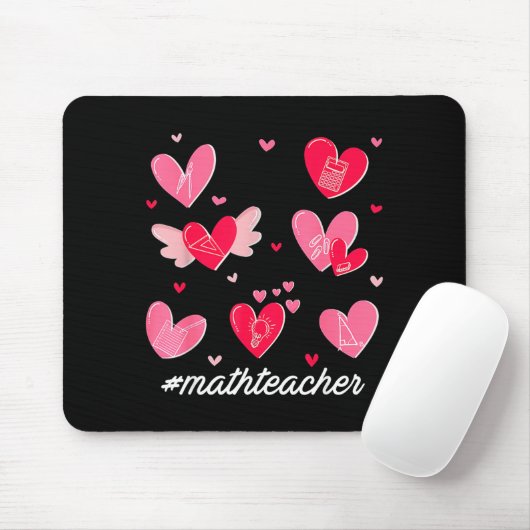 Math Teacher Heart Valentines Day Mathematics Teac Mousepad (Mit Mouse)