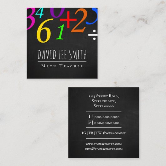 Math Teacher / Math Tutor Quadratische Visitenkarte (Vorne/Hinten)