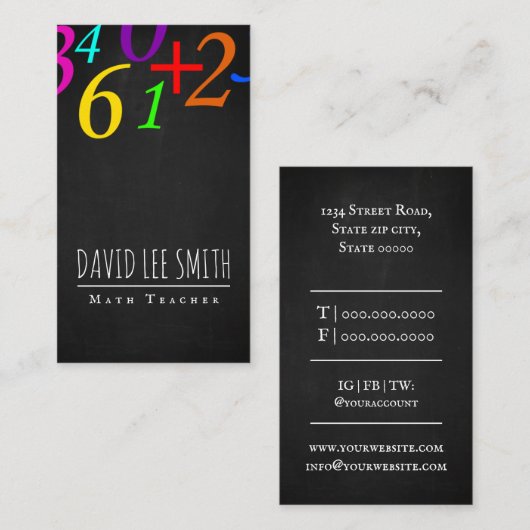 Math Teacher / Math Tutor Visitenkarte (Vorne/Hinten)