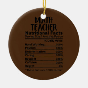 Math Teacher Nutrition Facts Funny  Keramik Ornament