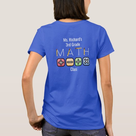 Math Teacher | Personalisierte Arithmetische Symbo T-Shirt (Rückseite)