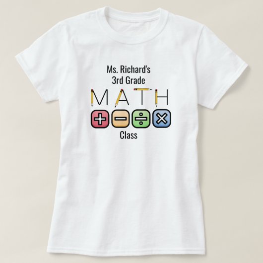 Math Teacher | Personalisierte Arithmetische Symbo T-Shirt (Design vorne)
