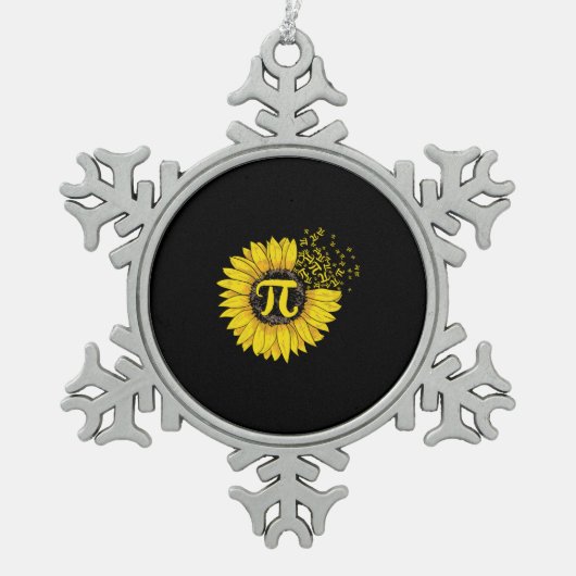 Math Teacher Pi Nummer Sonnenblume Schneeflocken Zinn-Ornament (Vorderseite)