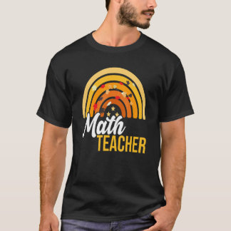 Math Teacher Rainbow Cute Educator Fall Autumn Tha T-Shirt