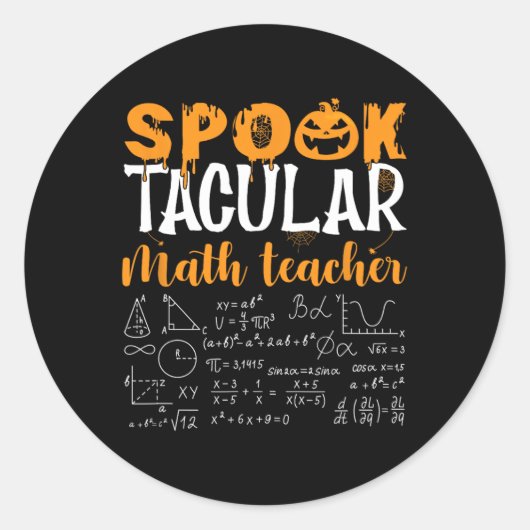 Math Teacher Scary Math Lover Mathematics Hallowee Runder Aufkleber (Vorderseite)