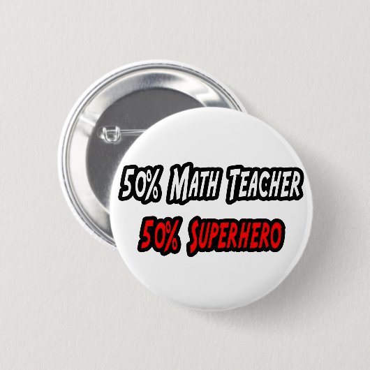 Math Teacher / Superheld Button (Vorne & Hinten)