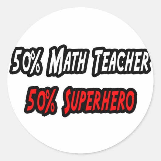Math Teacher / Superheld Runder Aufkleber (Vorderseite)