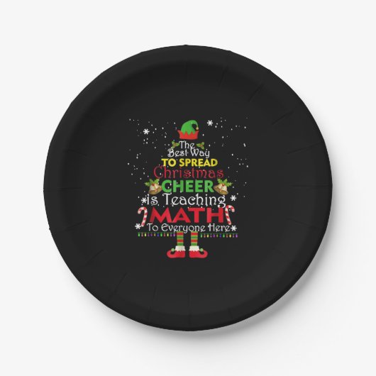Math Teacher Weihnachts-Shirt Elf Weihnachtsmann Pappteller (Vorderseite)