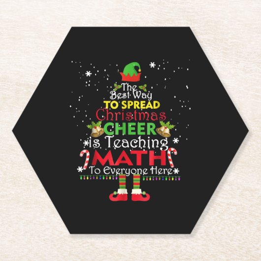 Math Teacher Weihnachts-Shirt Elf Weihnachtsmann Untersetzer (Vorderseite)