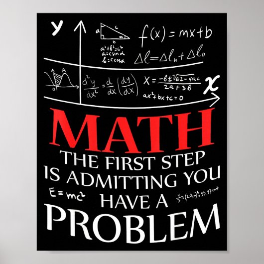 Math The First Step Is Admitting You Have A Proble Poster (Vorne)