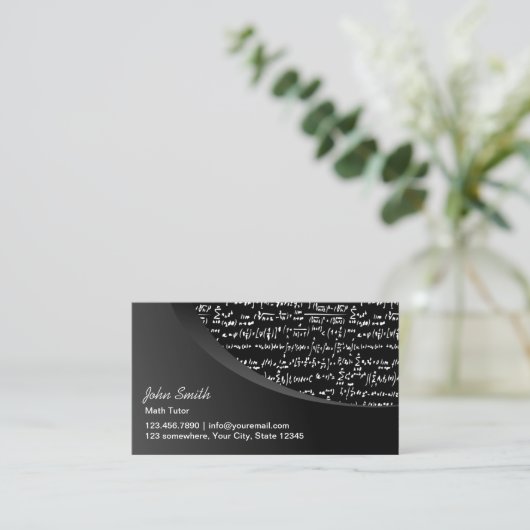 Math Tutor Beruflich Black Curve Visitenkarte (Stehend Vorderseite)