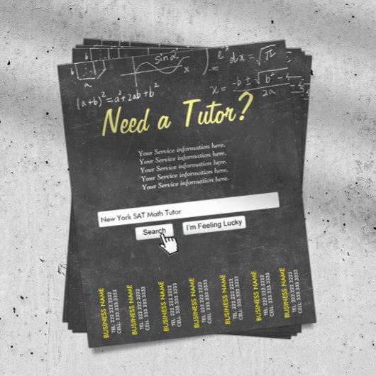 Math Tutor Beruflich Chalkboard Search Bar Flyer