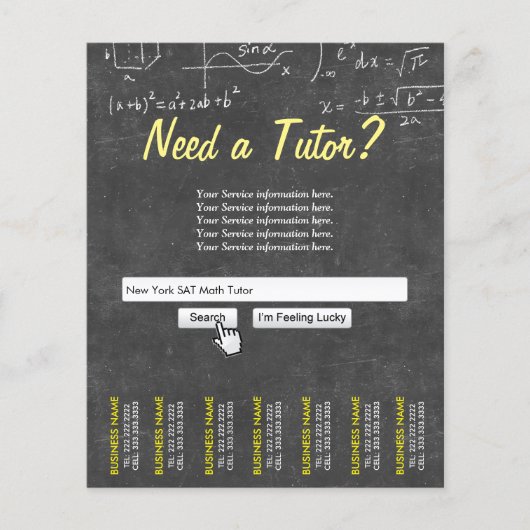 Math Tutor Beruflich Chalkboard Search Bar Flyer (Vorne)
