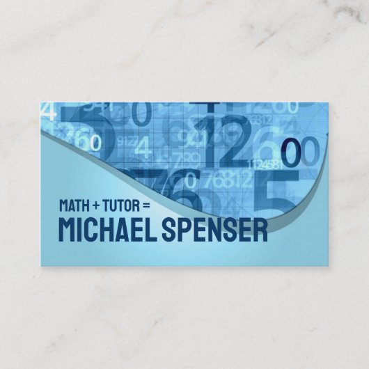 Math Tutor Blue Numbers Business Card Visitenkarte (Vorderseite)