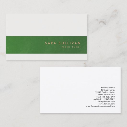 Math Tutor Business Card Eleganter Streifen Visitenkarte (Vorne/Hinten)