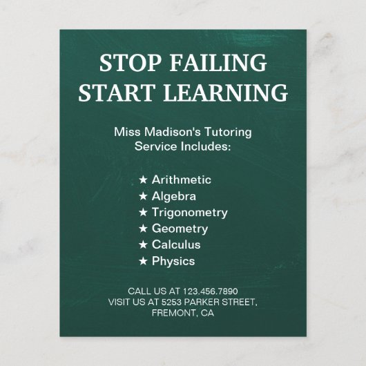 Math Tutor Flyer (Rückseite)