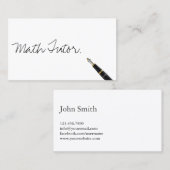 Math Tutor Free Handwriting Script Visitenkarte (Vorne/Hinten)