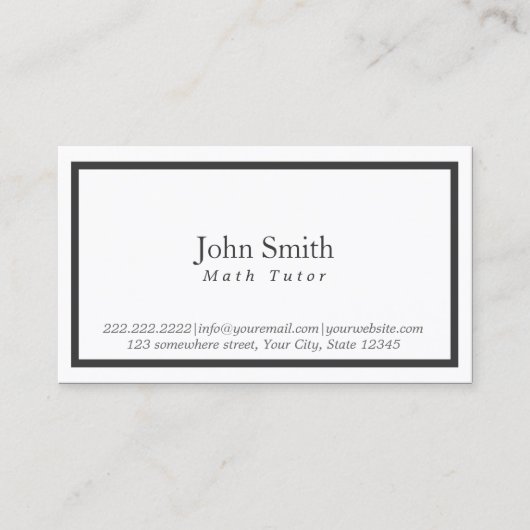 Math Tutor Minimal Black Gerahmt Visitenkarte (Vorderseite)