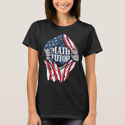 Math Tutor Us Flag School Lehrer Math Tu T-Shirt (Vorderseite)