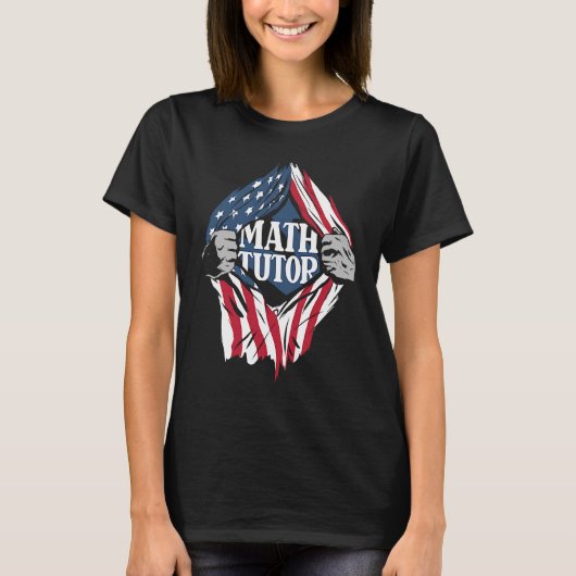 Math Tutor Us Flag School Lehrer Math Tu T-Shirt (Vorderseite)