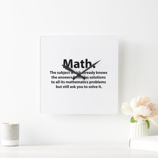 Math Typografie Funny Math Quadratische Wanduhr (Zuhause)