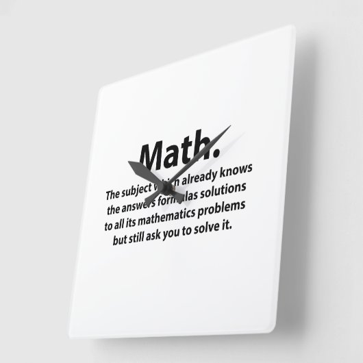 Math Typografie Funny Math Quadratische Wanduhr (Winkel)